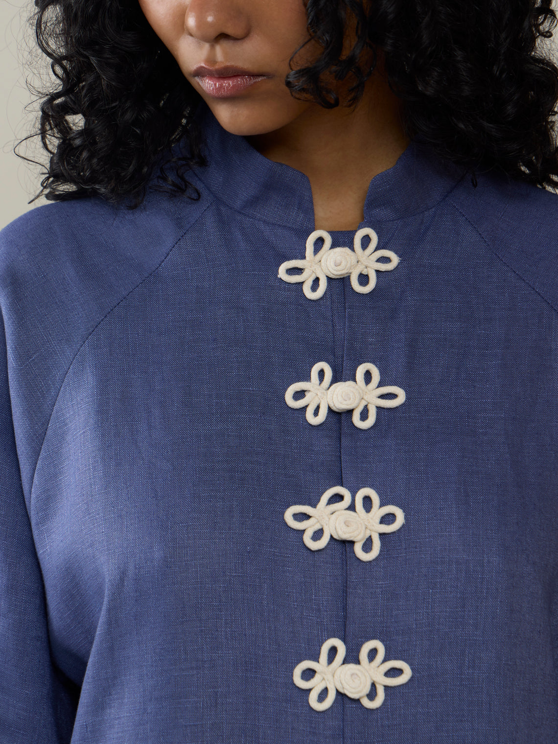 Yali Milano - The Portofino Linen Robe | Size: S - Blue - ABASK