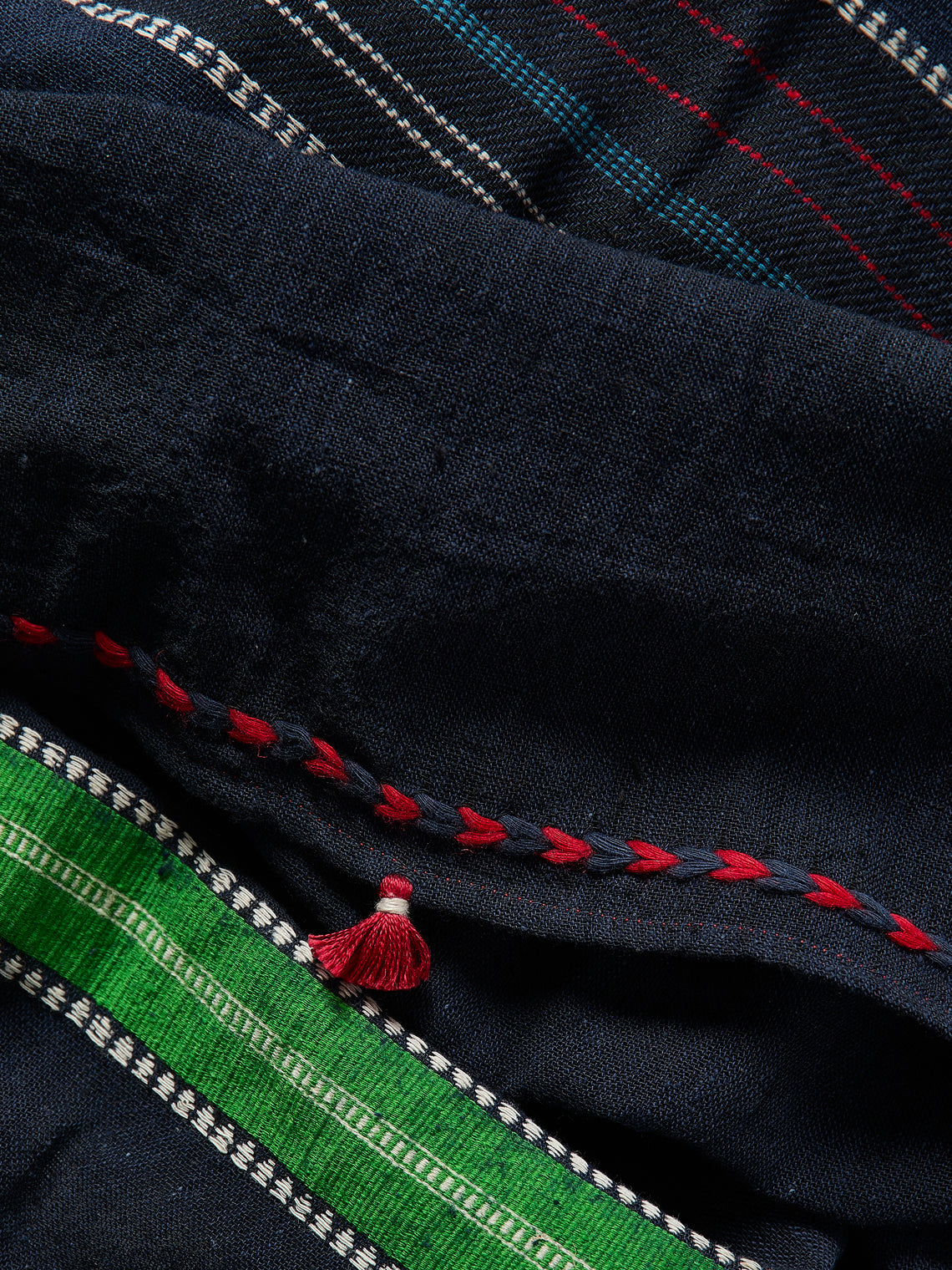 Injiri - Amber 123 Hand-Loomed Cotton Scarf - Navy - ABASK