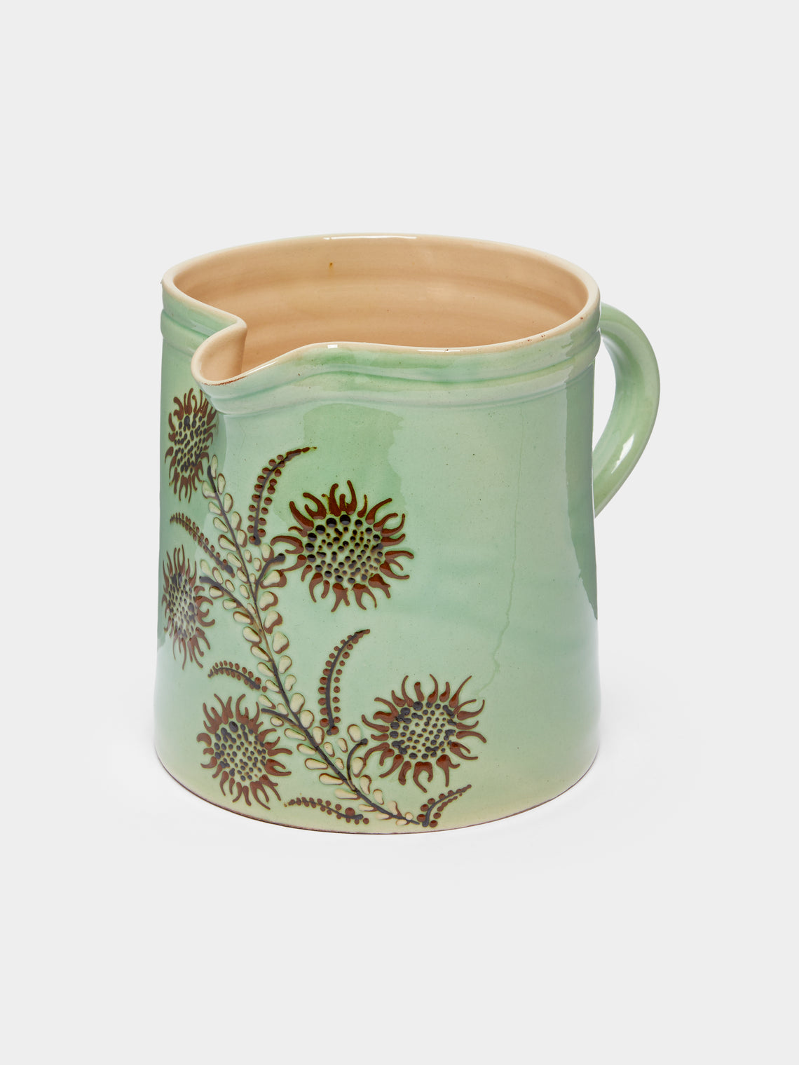 Poterie d’Évires - Flowers Hand-Painted Ceramic Straight-Edge Jug -  - ABASK - 