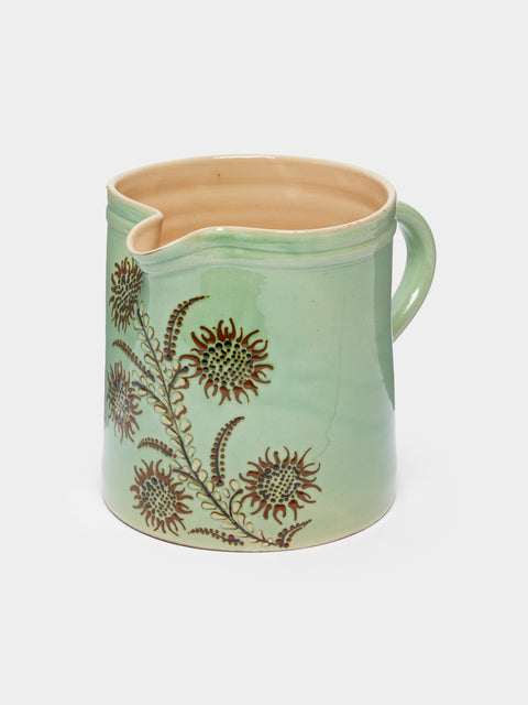 Poterie d’Évires - Flowers Hand-Painted Ceramic Straight-Edge Jug -  - ABASK - 