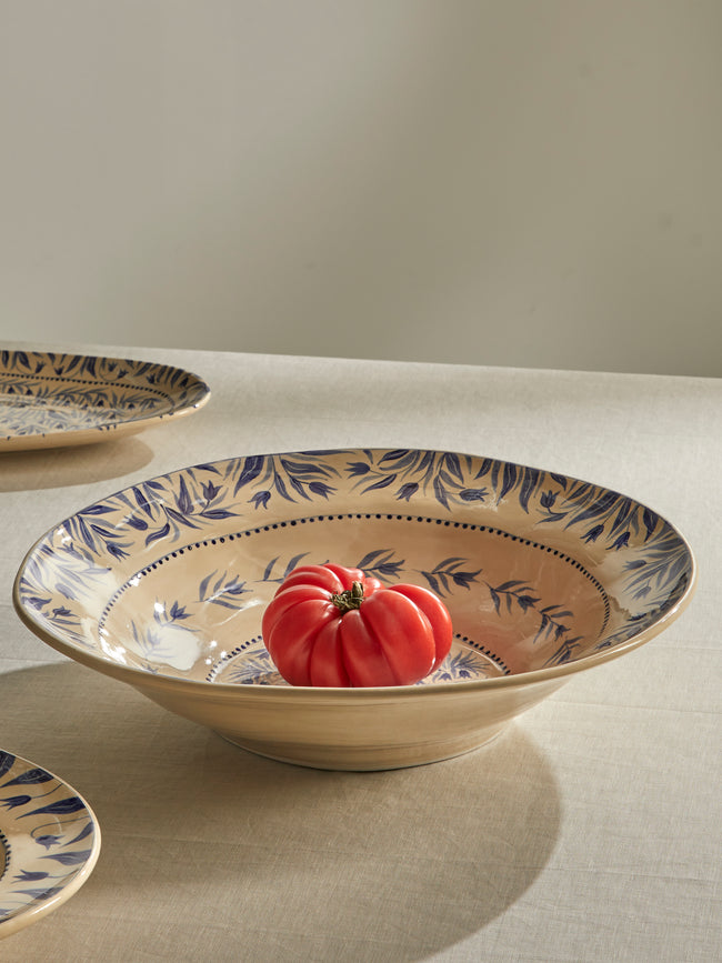 Rosanna Corfe - Birds and Bluebells Hand-Painted Ceramic Fruit Bowl - Cream - ABASK