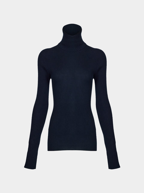 Arch4 - Izzy Baby Goat Cashmere Rollneck Top | Size: M - Navy - ABASK - 