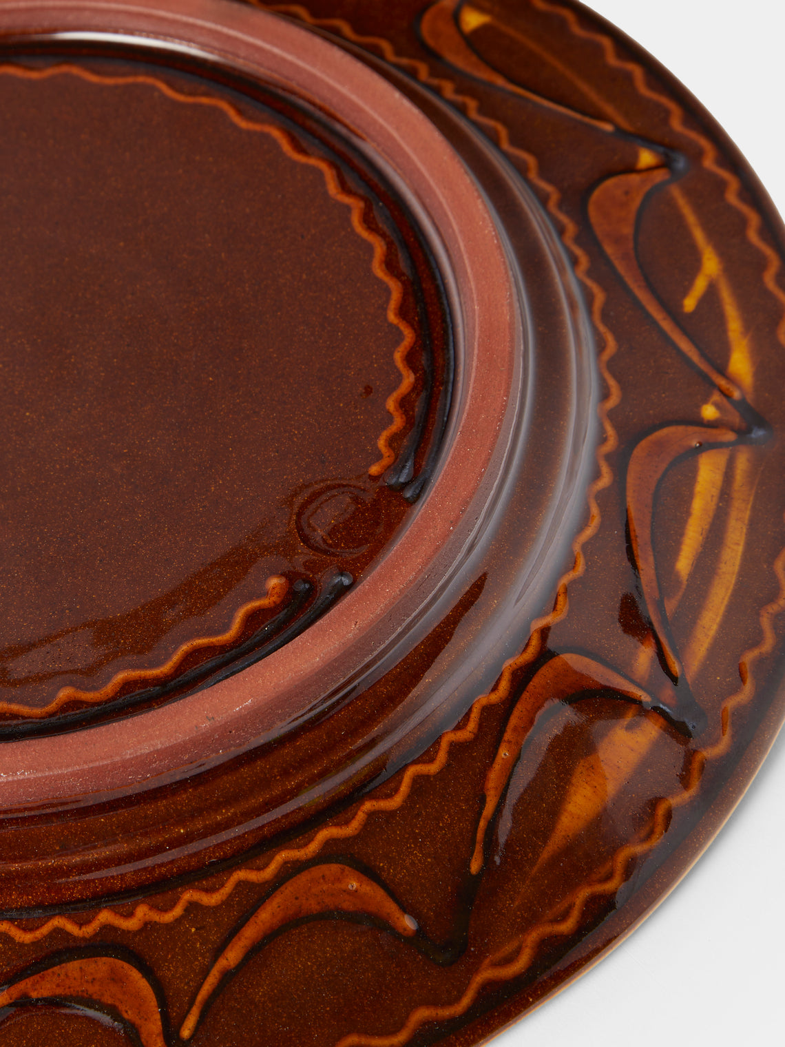 Fitch & McAndrew - Tulip Trio Slipware Serving Plate (13.2in/33.5cm) - Orange - ABASK