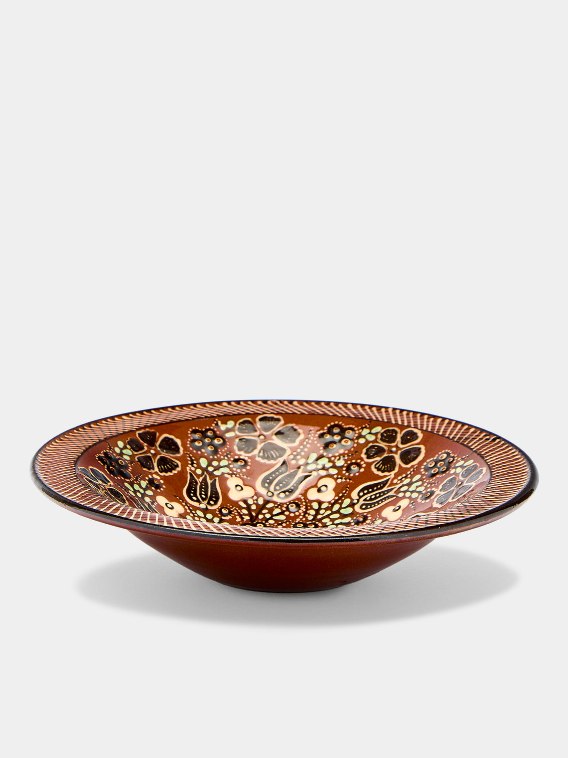 Poterie d’Évires - Flowers Hand-Painted Ceramic Large Breakfast Serving Bowl -  - ABASK