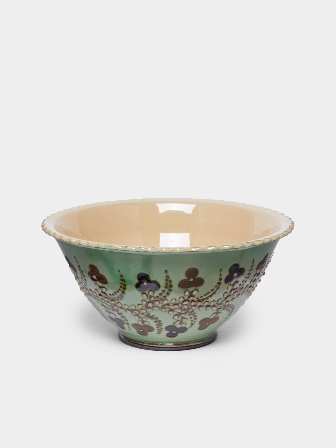 Poterie d’Évires - Flowers Hand-Painted Ceramic Fluted Bowl -  - ABASK - 
