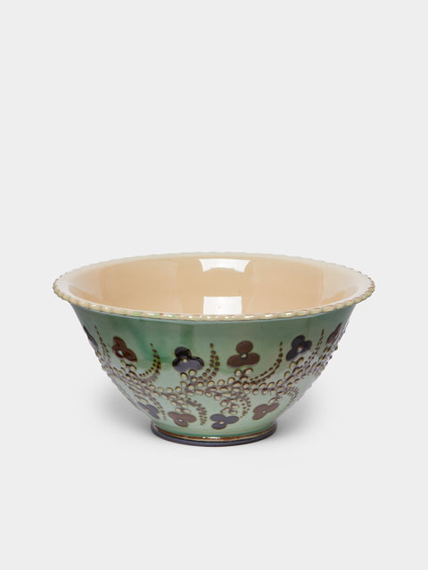 Poterie d’Évires - Flowers Hand-Painted Ceramic Fluted Bowl -  - ABASK - 