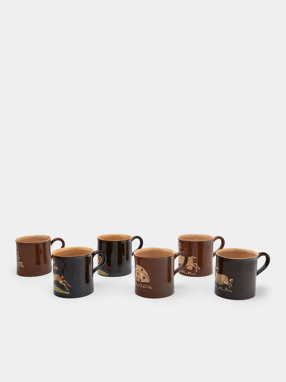 Poterie d’Évires - Safari Hand-Painted Ceramic Mugs (Set of 6) - Light brown - ABASK