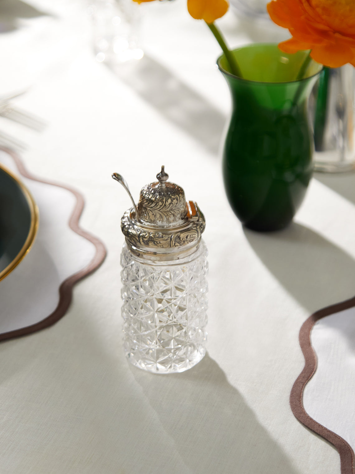 Antique and Vintage - 1900s Silver and Glass Jar -  - ABASK