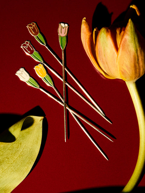 Antique and Vintage - 1953 Dutch Tulip Silver and Enamel Cocktail Picks (Set of 12) -  - ABASK