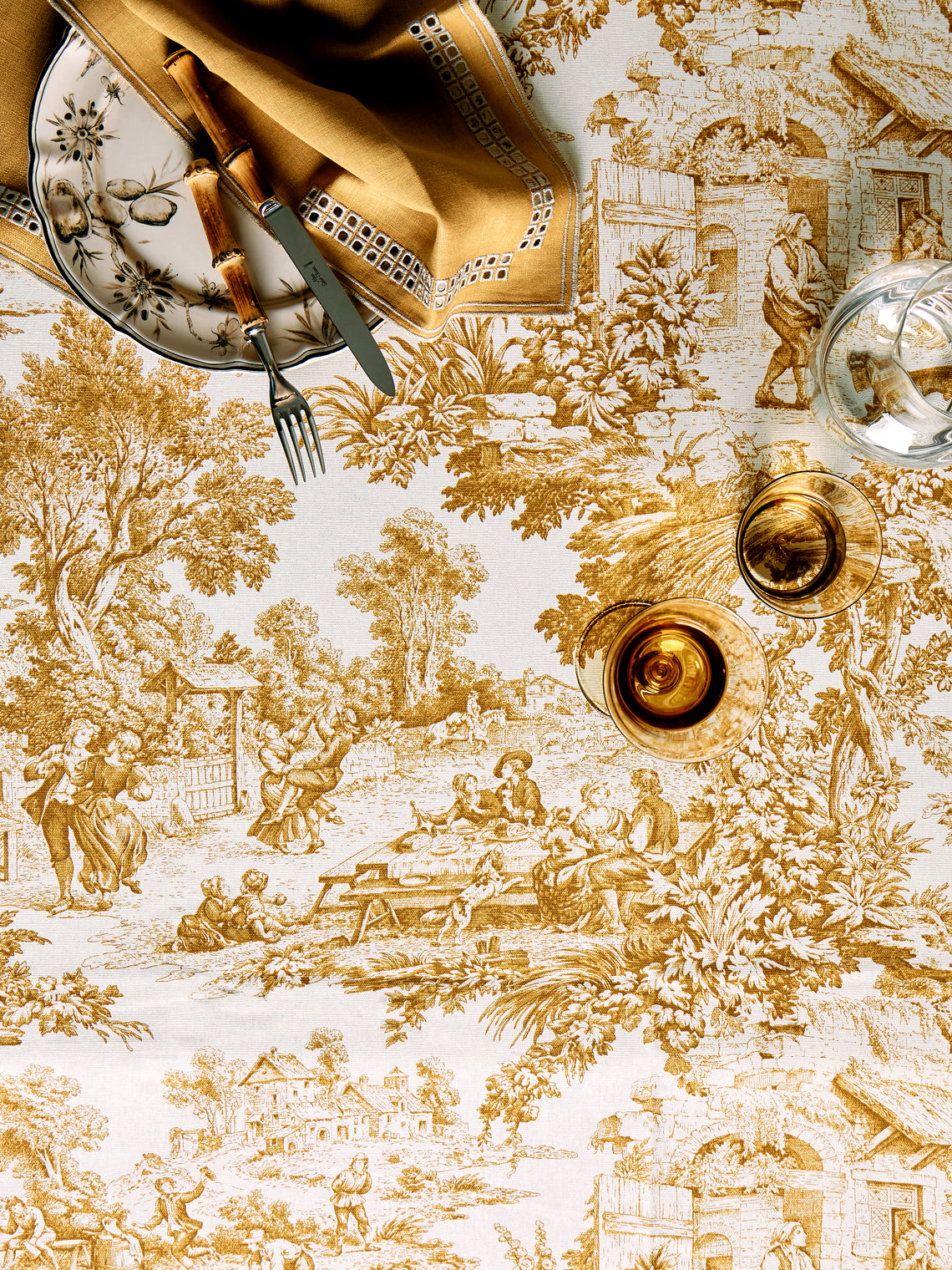 Borgo delle Tovaglie - Toile de Jours Linen Round Tablecloth -  - ABASK