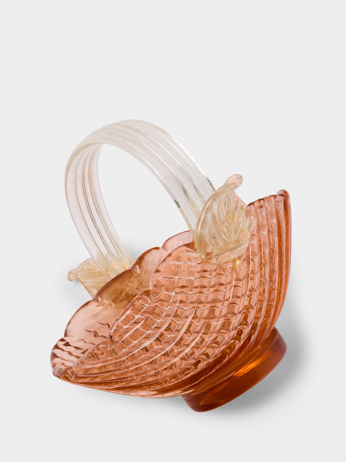 Antique and Vintage - 1940 Seguso Glass Basket - Orange - ABASK