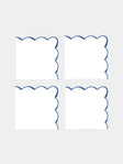 Angela Wickstead - Diletta Scalloped Linen Napkins (Set of 4) - Blue - ABASK - 