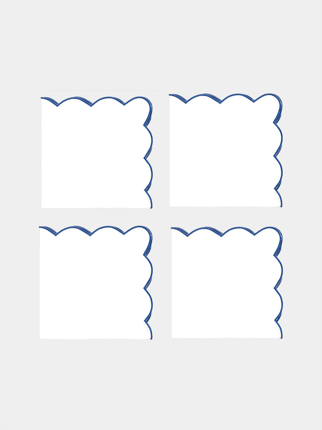 Angela Wickstead - Diletta Scalloped Linen Napkins (Set of 4) - Blue - ABASK - 