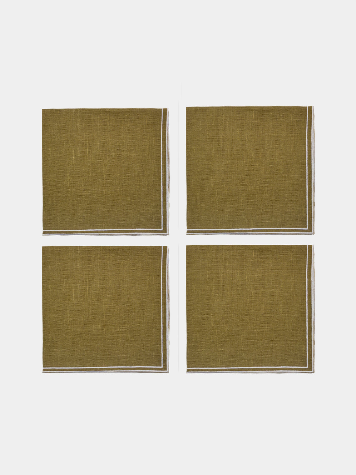 La Gallina Matta - D.Q Embroidered Linen Napkins (Set of 4) - Green - ABASK - 