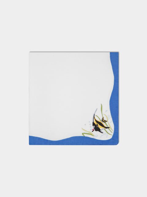 Taf Firenze - Sea Life Hand-Embroidered Linen Napkins (Set of 6) -  - ABASK - 