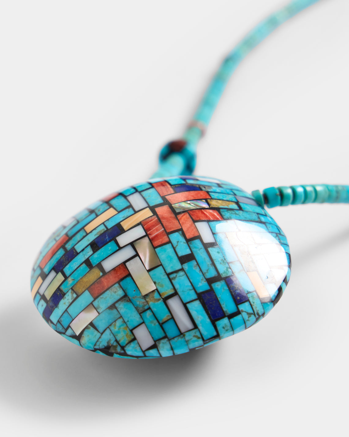 Mahnaz Collection - Women's Vintage Charlene Reano Double-Sided Mosaic Inlay Shell Necklace - Multiple - ABASK