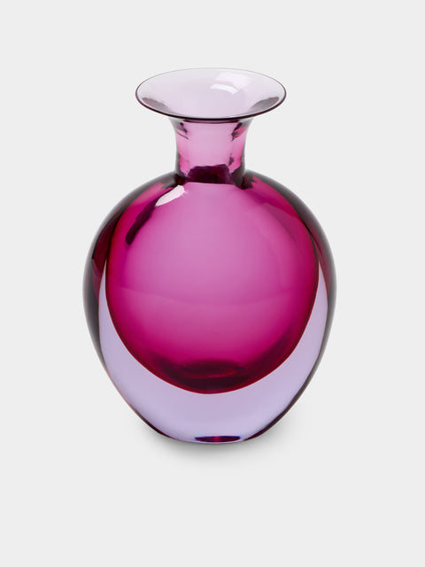 Antique and Vintage - 1960s Flavio Poli for Seguso Vetri d’Arte Sommerso Murano Glass Vase (8in/20.5cm) - Pink - ABASK - 
