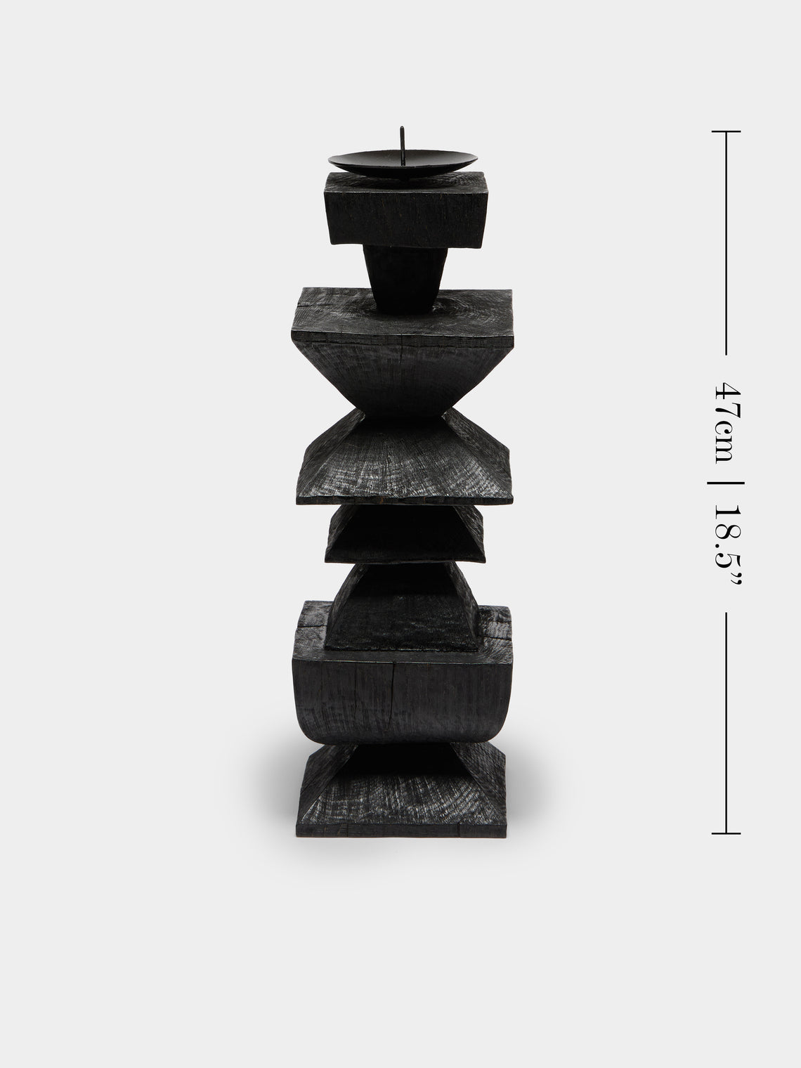 Jamie Gaunt Designs - Totem Hand-Carved Wood Candle Holder - Black - ABASK