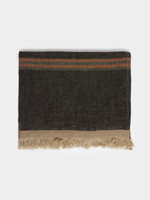 Libeco - Black Stripe Belgian Linen Guest Towels (Set of 6) -  - ABASK - 