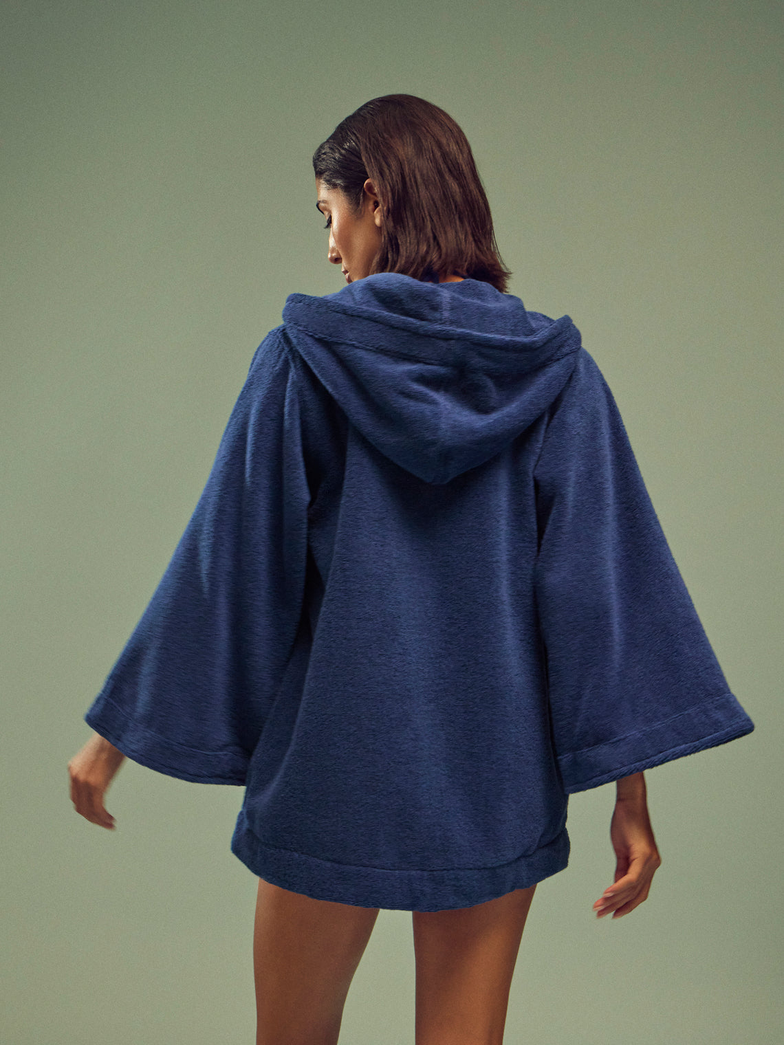 Lisa Marie Fernandez - Terry Cotton Mini Cape | Size: XS/S - Navy - ABASK