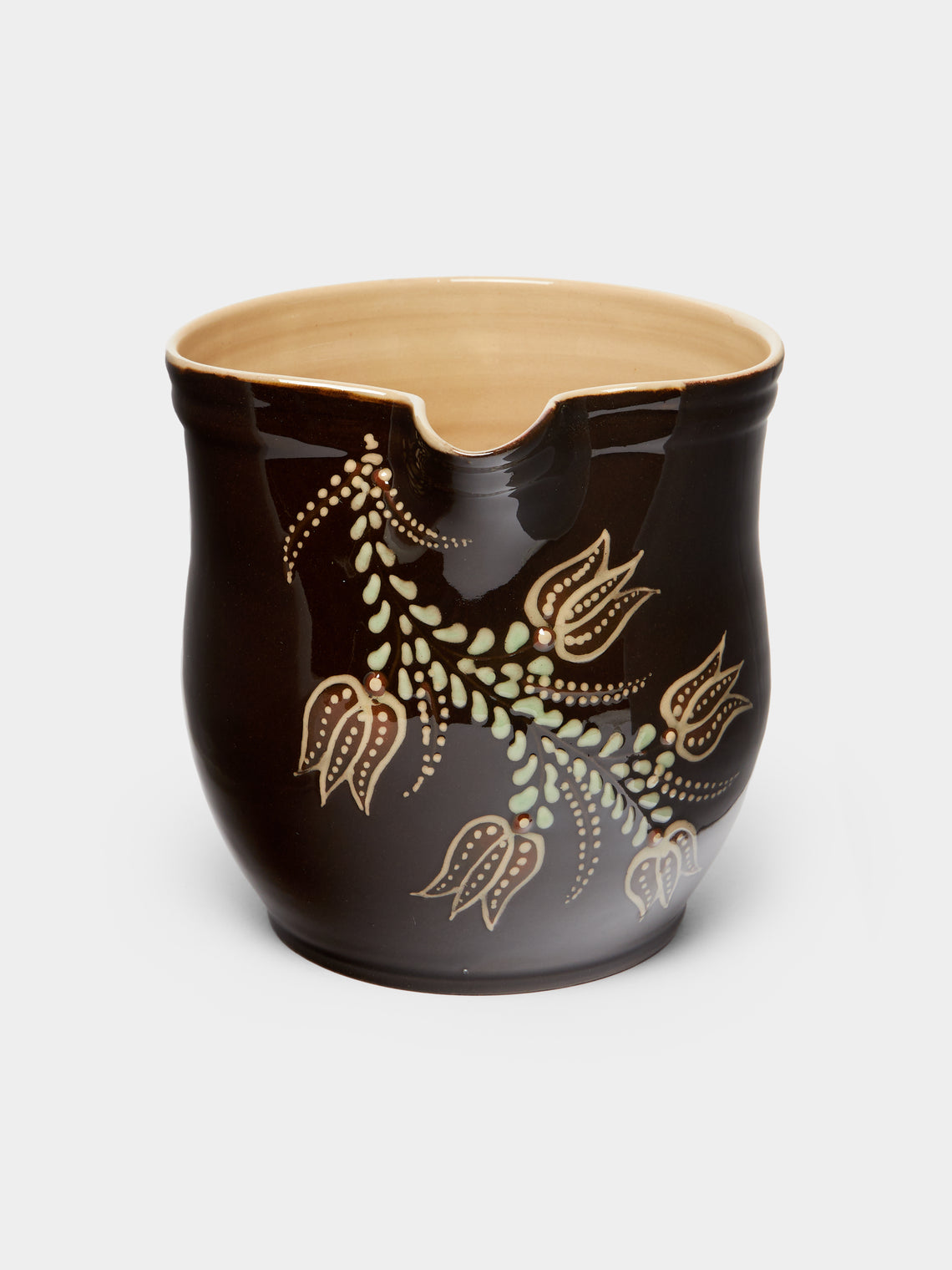 Poterie d’Évires - Flowers Hand-Painted Ceramic Rounded Jug -  - ABASK