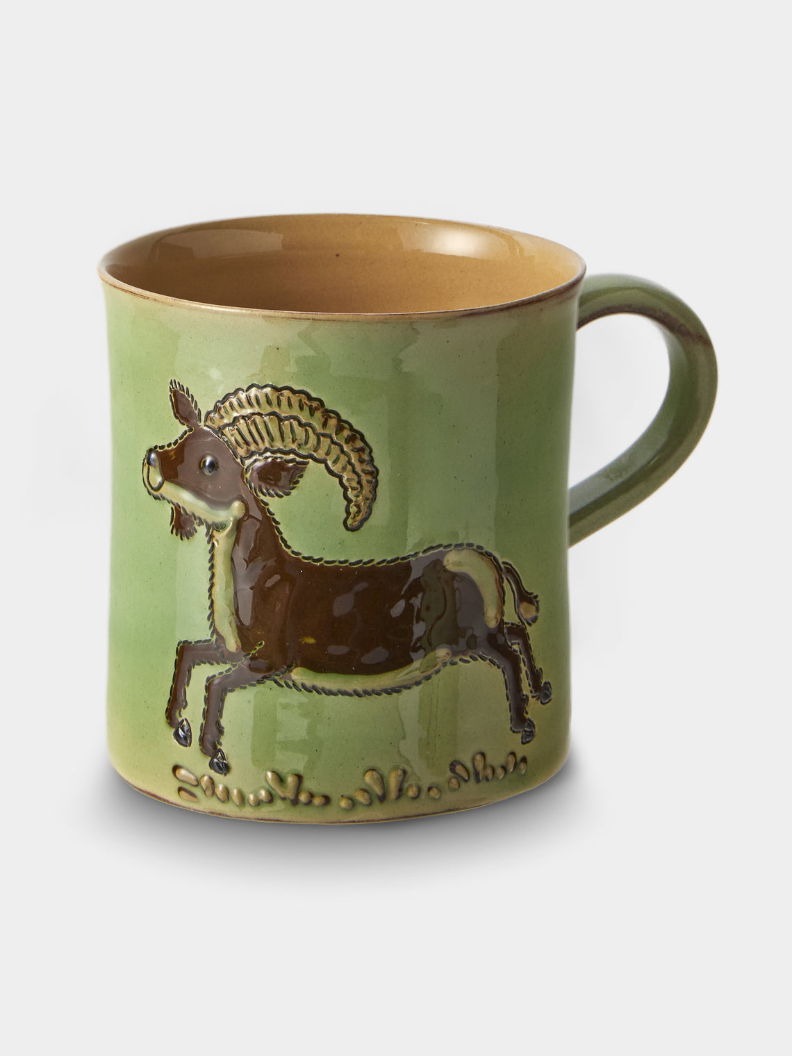 Poterie d’Évires - Animals Hand-Painted Ceramic Mugs (Set of 4) - Green - ABASK