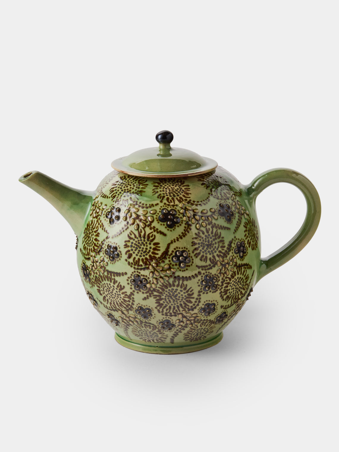 Poterie d’Évires - Flowers Hand-Painted Ceramic Large Teapot - Green - ABASK - 