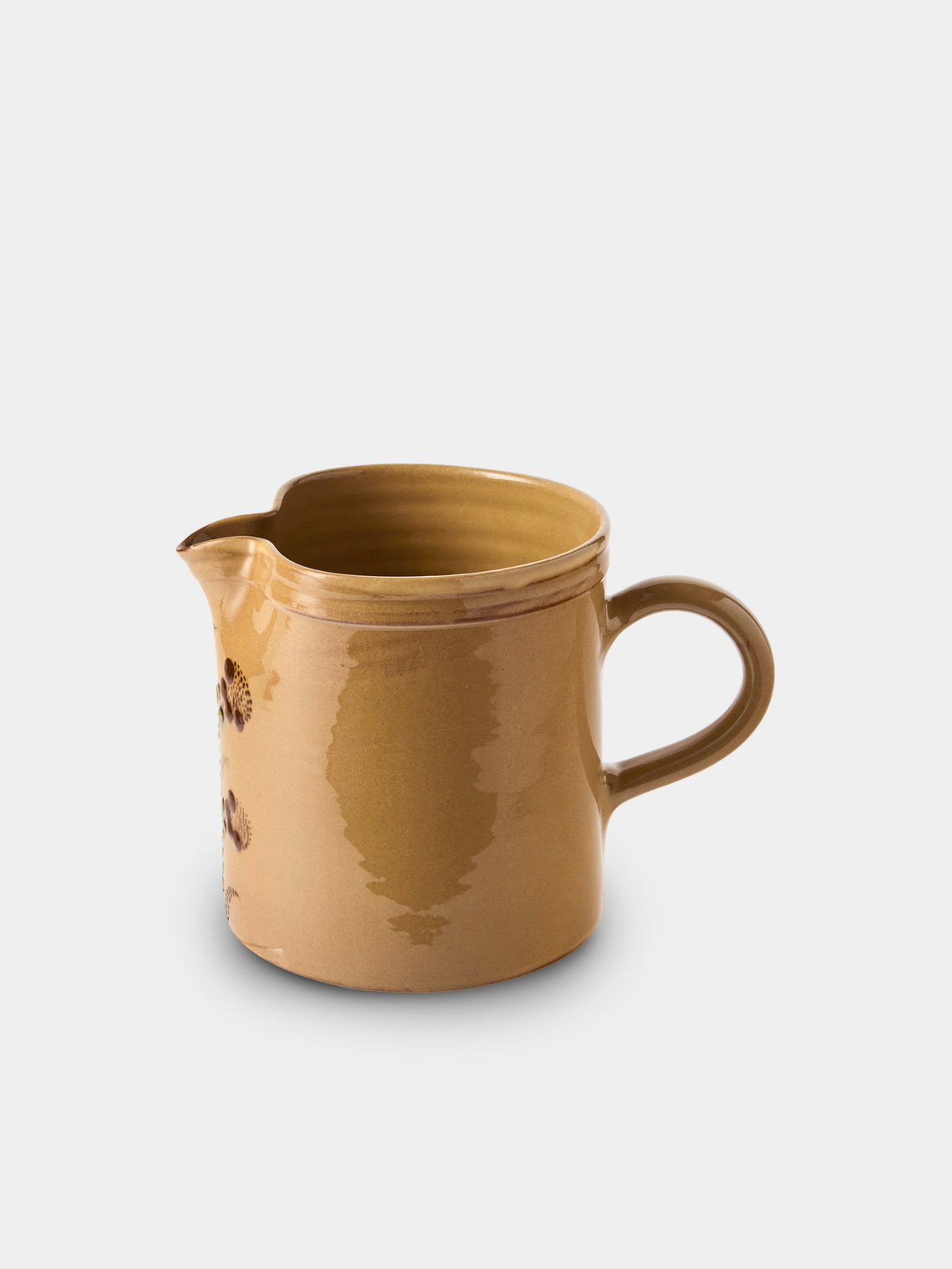 Poterie d’Évires - Flowers Hand-Painted Ceramic Straight-Edge Medium Jug - Cream - ABASK