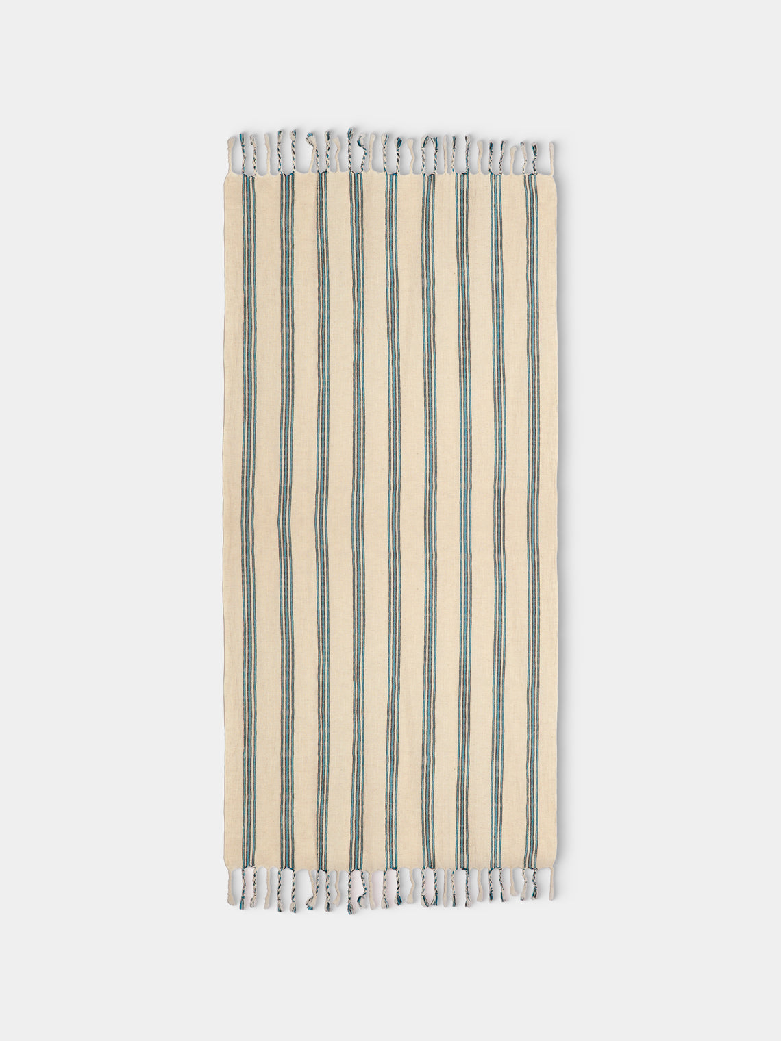 Mizar & Alcor - Turquoise Handwoven Linen and Cotton Towels (Set of 2) - Blue - ABASK