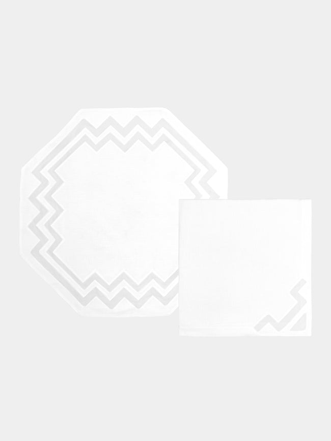 Taf Firenze - Punte Hand-Embroidered Linen Placemats and Napkins (Set of 6) -  - ABASK - 