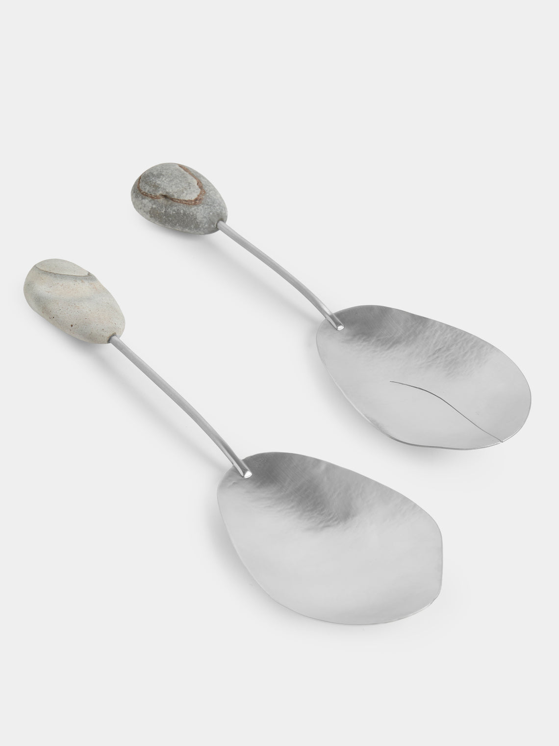 Thalia Maria Silver - Sterling Silver and Pebble Salad Servers (Set of 2) - Silver - ABASK