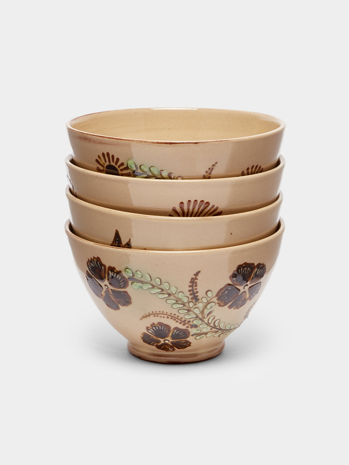 Poterie d’Évires - Flowers Hand-Painted Ceramic Cereal Bowls (Set of 4) -  - ABASK