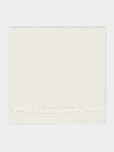 Volga Linen - Diamond-Stitch Linen Napkins (Set of 6) - White - ABASK - 