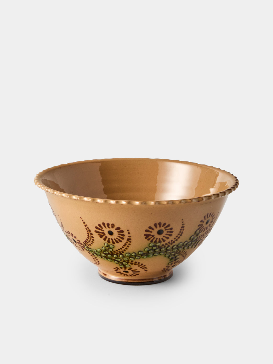 Poterie d’Évires - Flowers Hand-Painted Ceramic Fluted Bowls (Set of 4) - Cream - ABASK