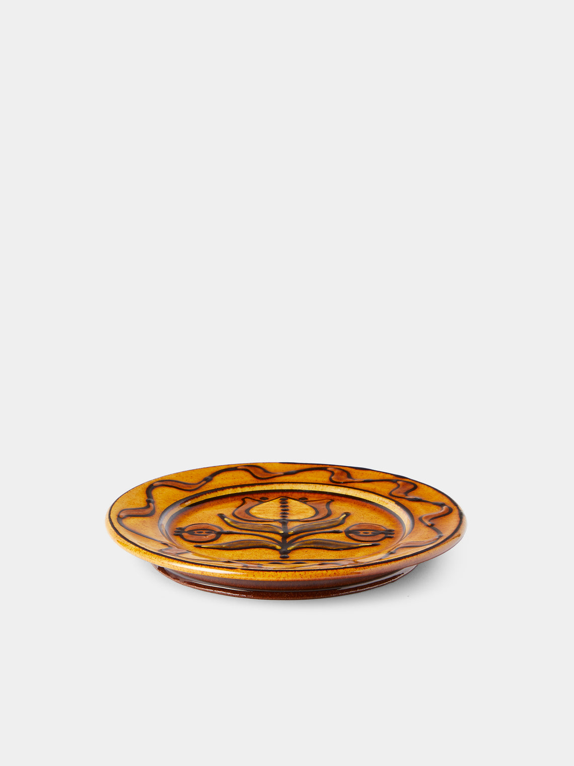 Fitch & McAndrew - Tulips and Buds Slipware Salad / Dessert Plate (7.5in/19cm) - Orange - ABASK