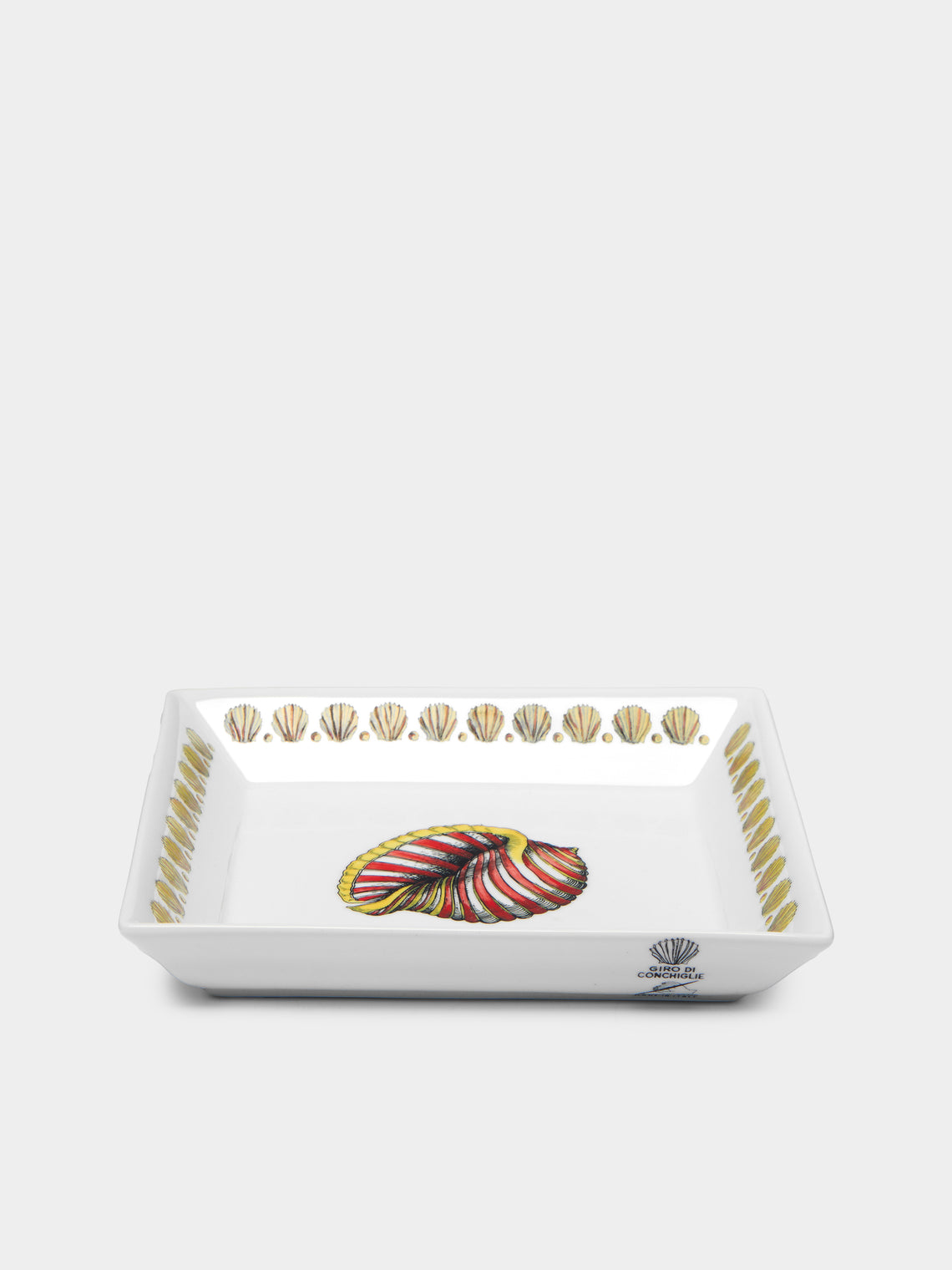 Fornasetti - Giro di Conchiglie Hand-Painted Porcelain Square Plate -  - ABASK