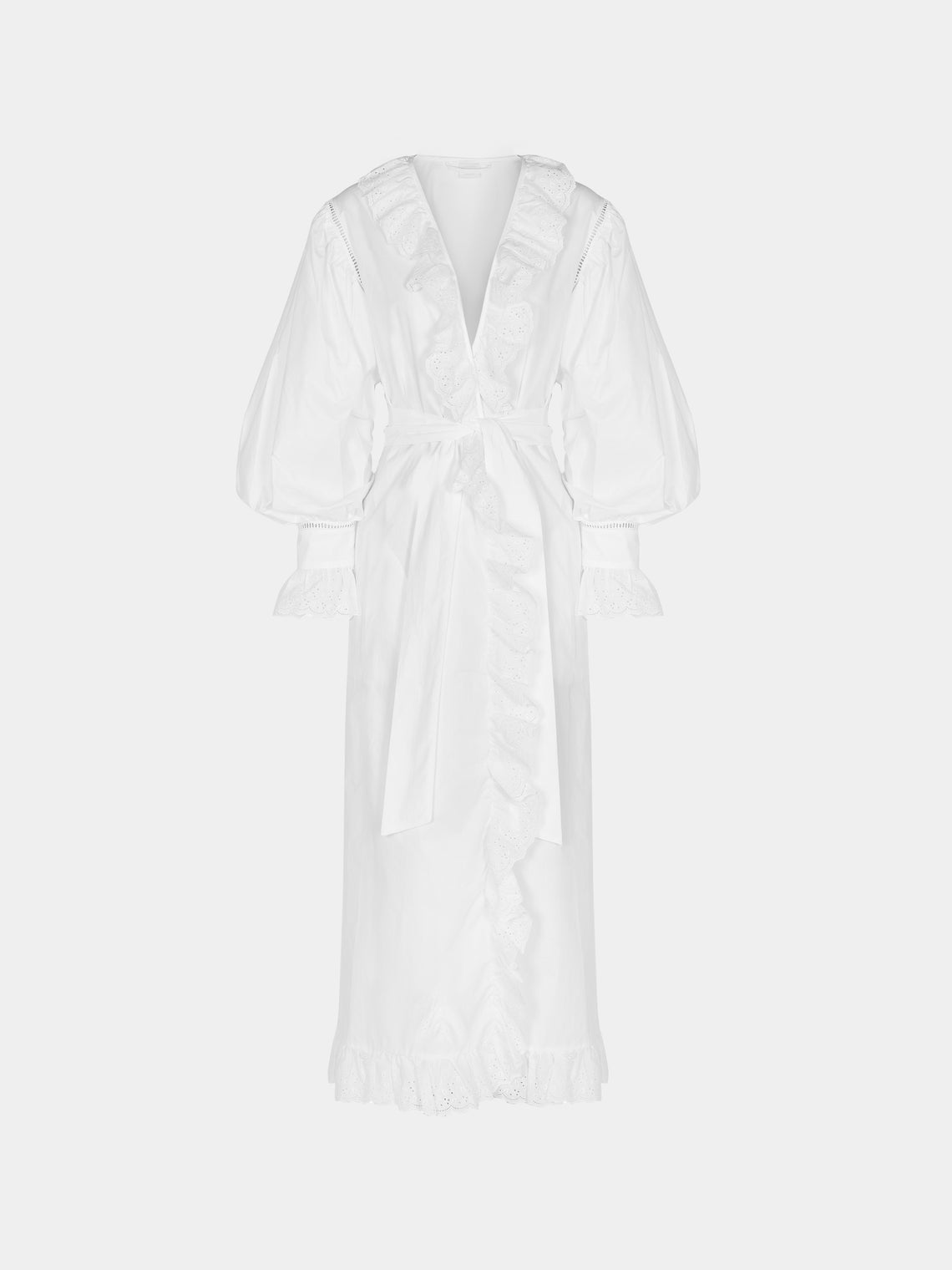 Loretta Caponi - Ursula Embroidered Cotton Dress | Size: XS -  - ABASK - 