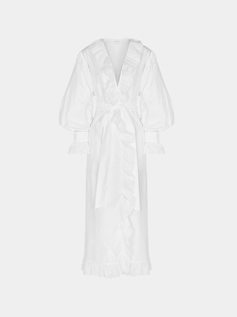 Loretta Caponi - Ursula Embroidered Cotton Dress | Size: XS -  - ABASK - 