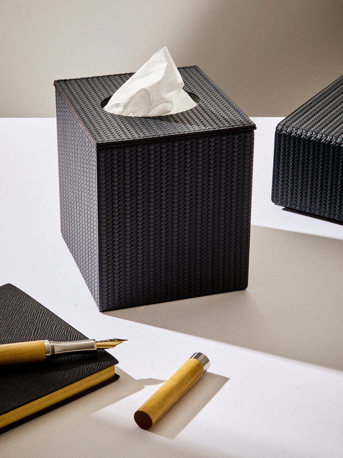 Pinetti - Leather Magnetic Tissue Box - Navy - ABASK