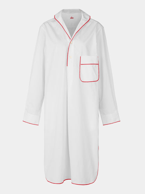 Sebline - Thread Hand-Embroidered Cotton Shirt Dress - White - ABASK - 