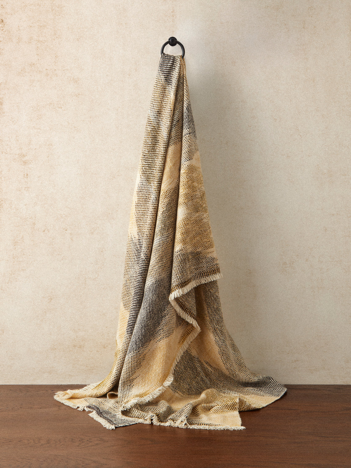 Me & K - Check Ikat Cashmere Throw (67in/1.7m) - Yellow - ABASK