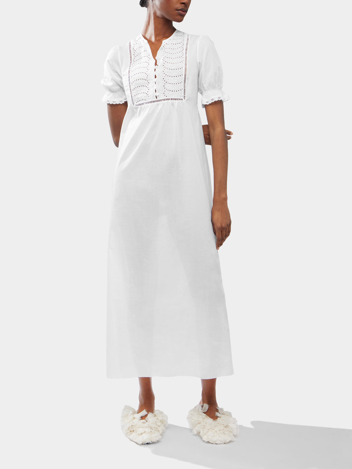 Loretta Caponi - Olga Embroidered Cotton Dress | Size: S -  - ABASK