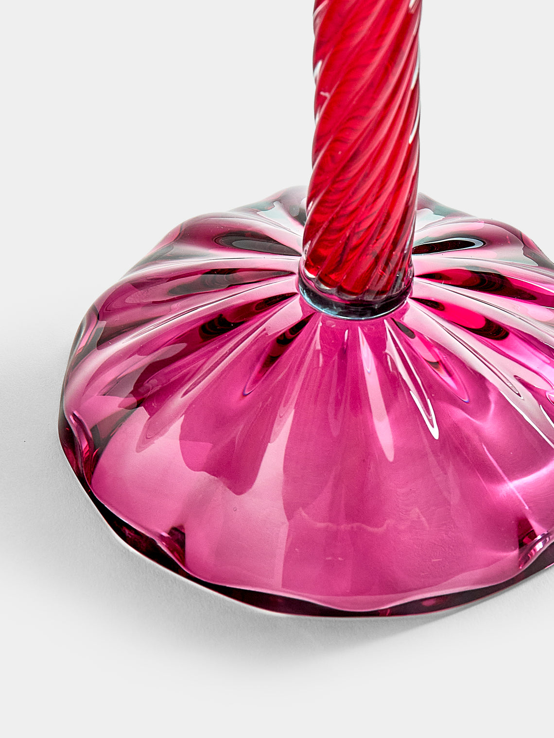 Aina Kari - Venetian Knot Hand-Blown Murano Glass Candlestick Holder - Red - ABASK