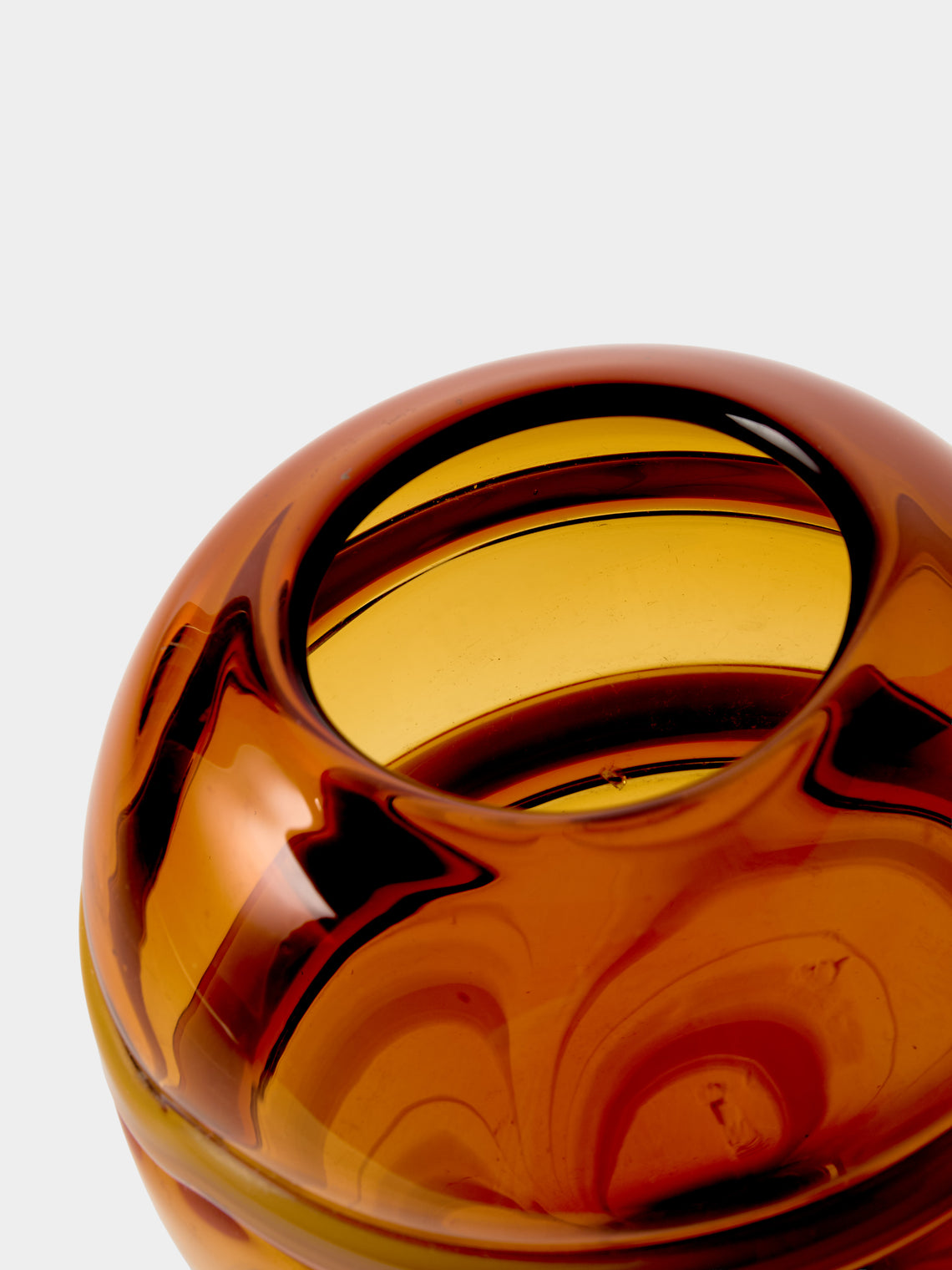 Antique and Vintage - 1950s Swirl Glass Vase (7in/18cm) - Orange - ABASK