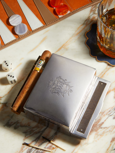Antique and Vintage - Mid-Century Sterling Silver Cigar Box with Match Striker and Ashtray -  - ABASK
