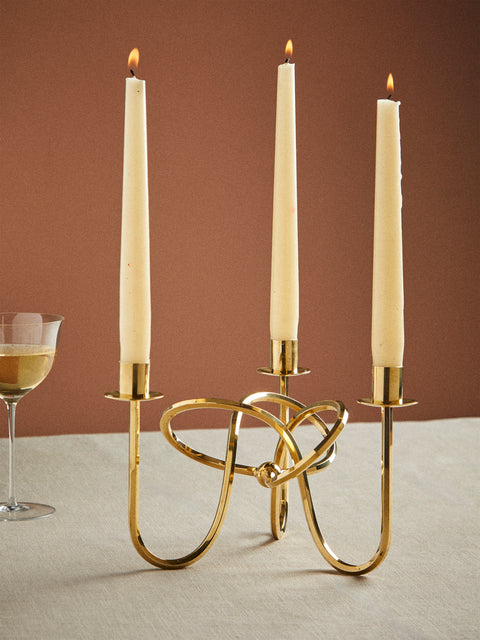 Antique and Vintage - 1960s Josef Frank The Knot of Friendship Brass Candle Holder - Gold - ABASK