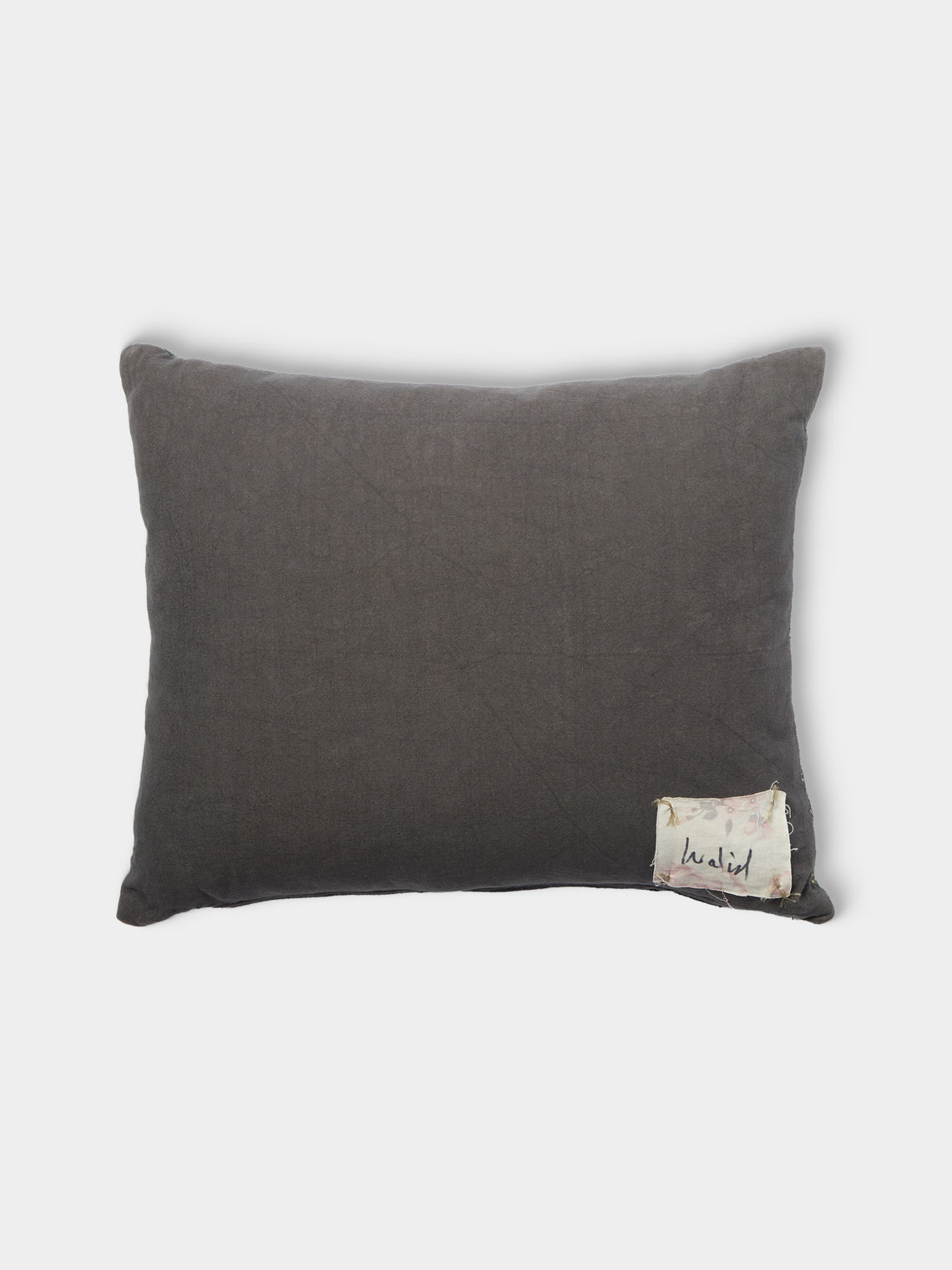 By Walid - 19th-Century Victorian Beaded Needlepoint Wool and Linen Cushion (21.5in/45cm) - Green - ABASK