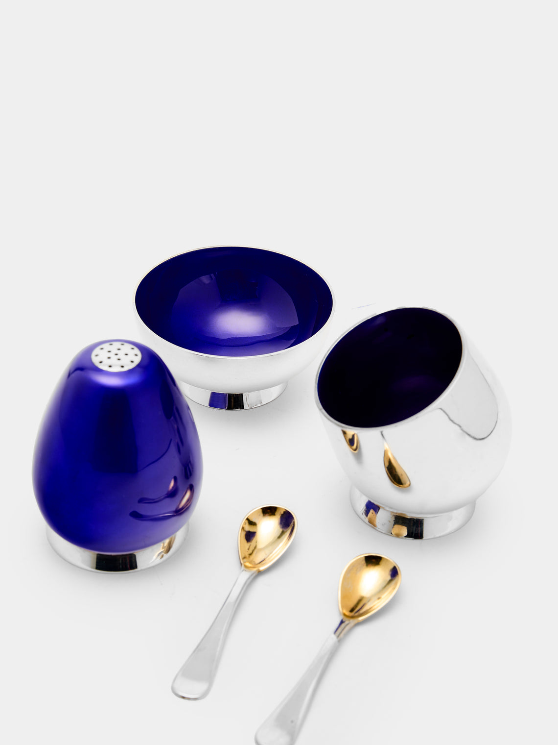Antique and Vintage - Early-20th Century Michelsen Sterling Silver and Enamel Salt, Pepper and Mustard Set -  - ABASK