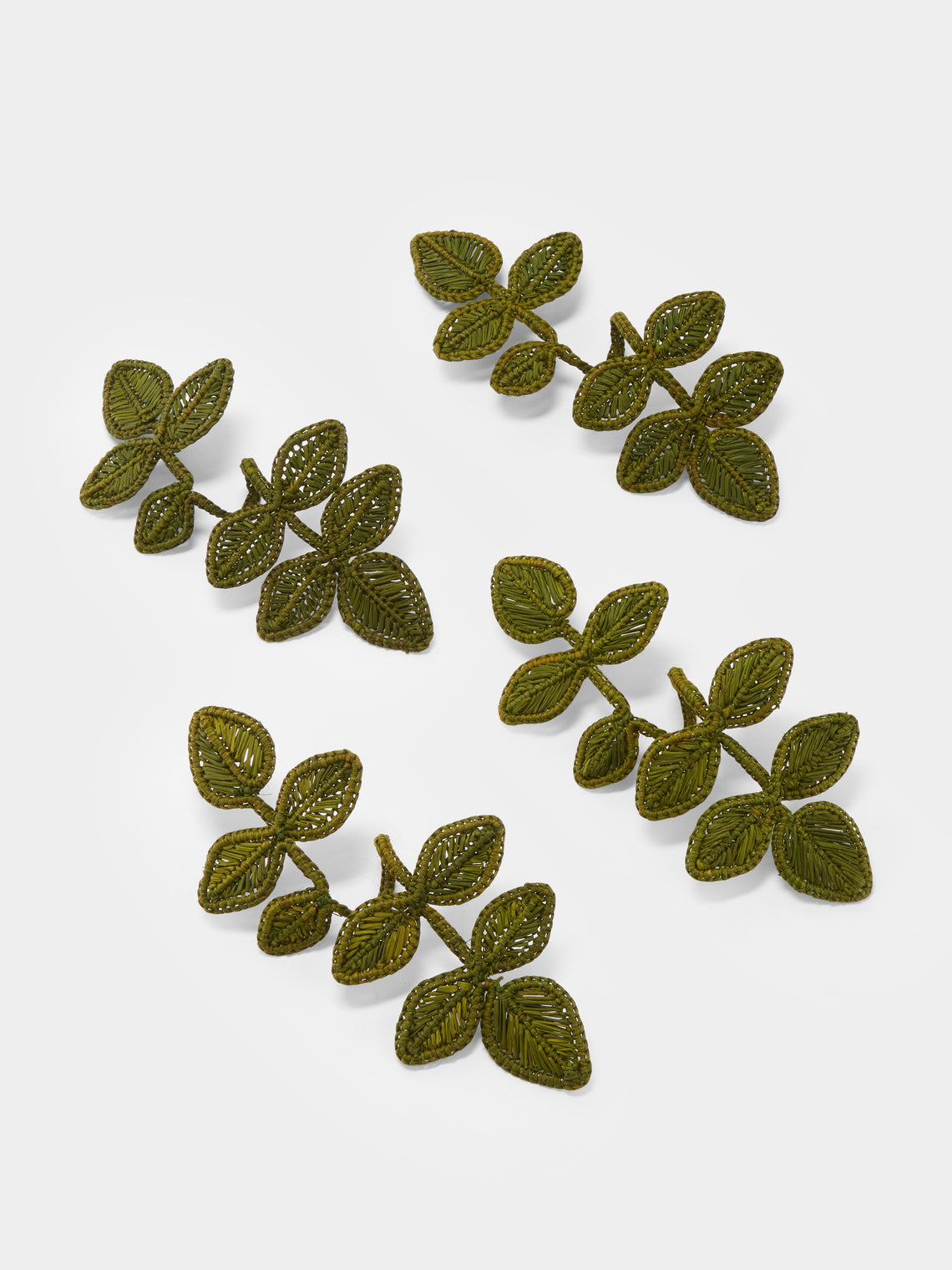 Artesanías del Atlántico - Ginger Handwoven Palm Napkin Rings (Set of 4) - Green - ABASK