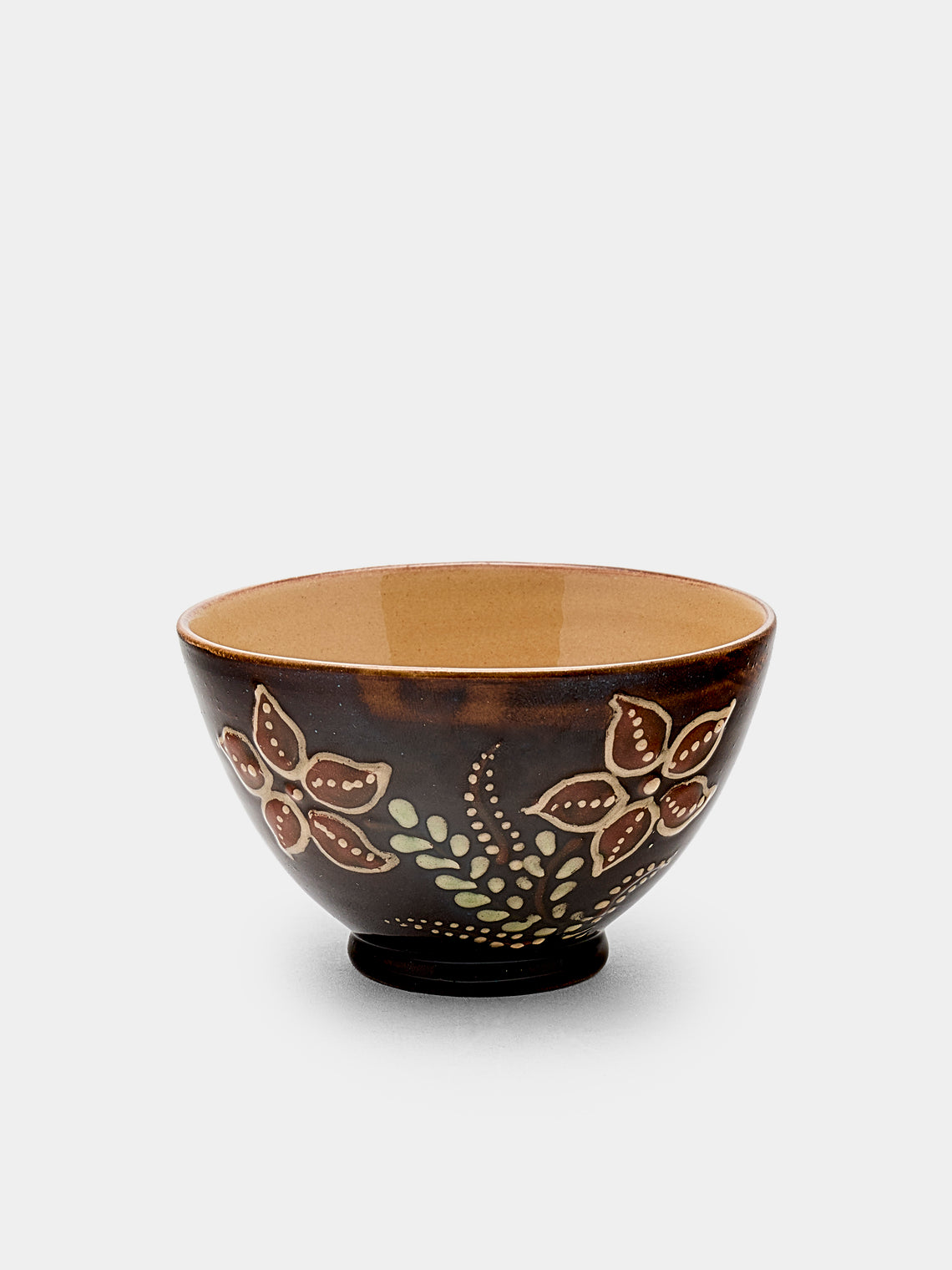 Poterie d’Évires - Flowers Hand-Painted Ceramic Petit Bowls (Set of 6) - Dark brown - ABASK
